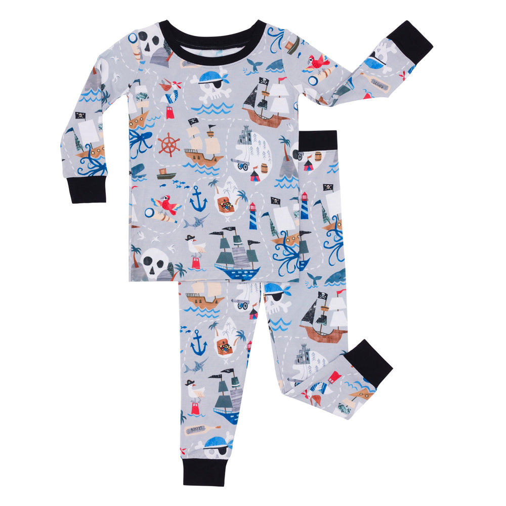 Flat lay image of the Pirate's Map Two-Piece Pajama Set