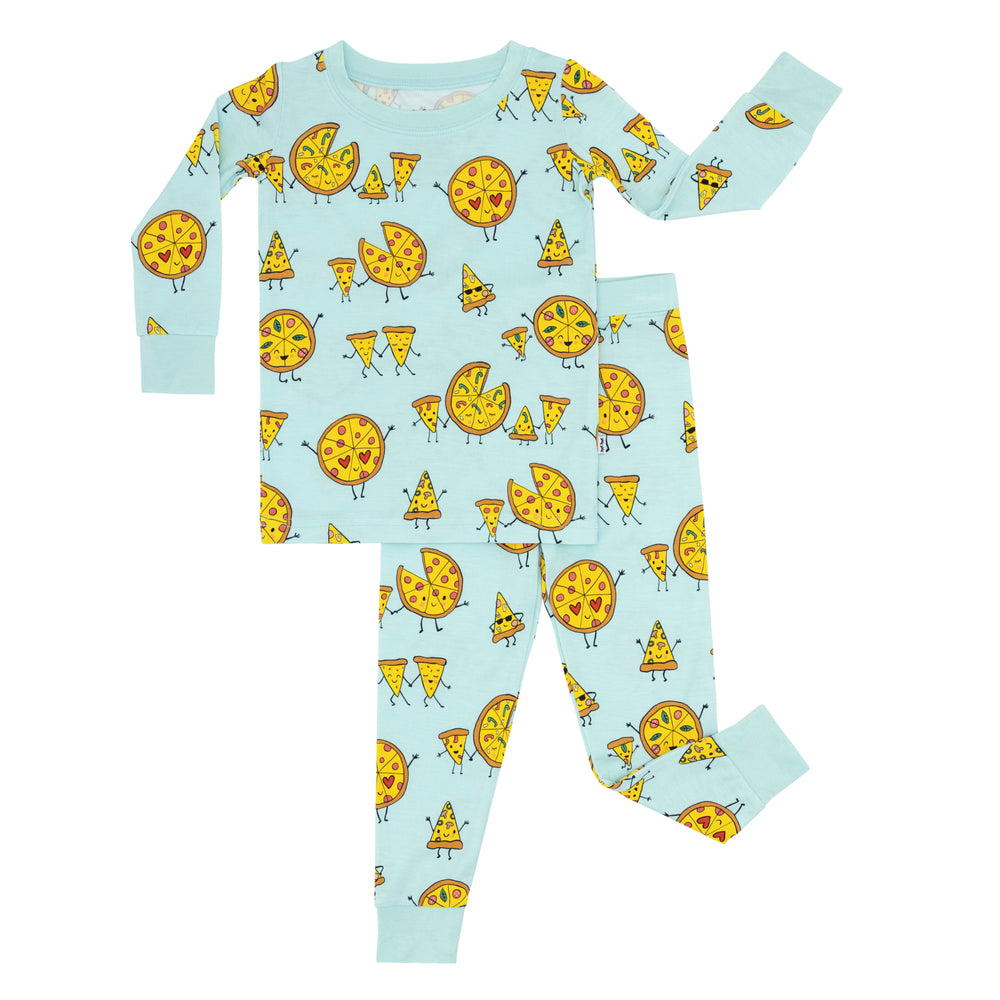 Flat lay image of Pizza Pals two piece pajama set