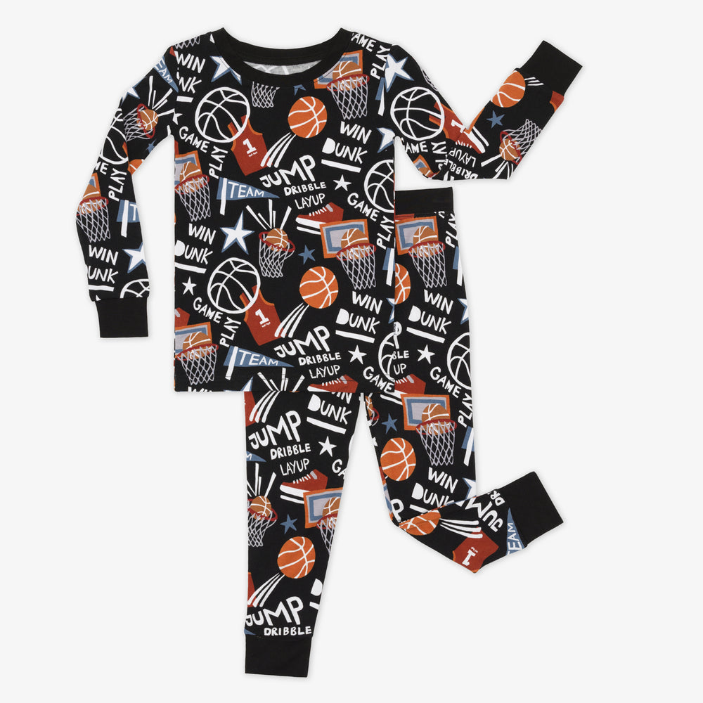 Flat lay of the Black Slam Dunk bamboo pajama set
