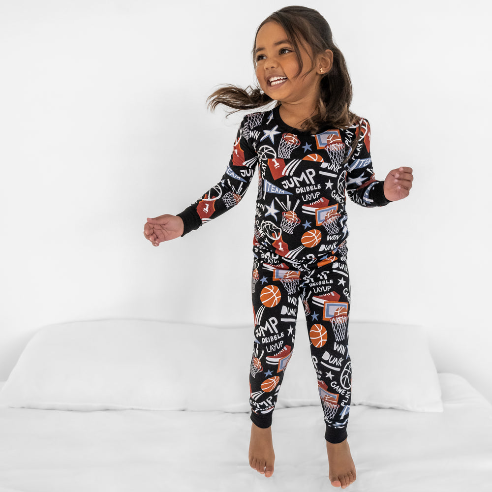 Black Slam Dunk Two-Piece Pajama Set