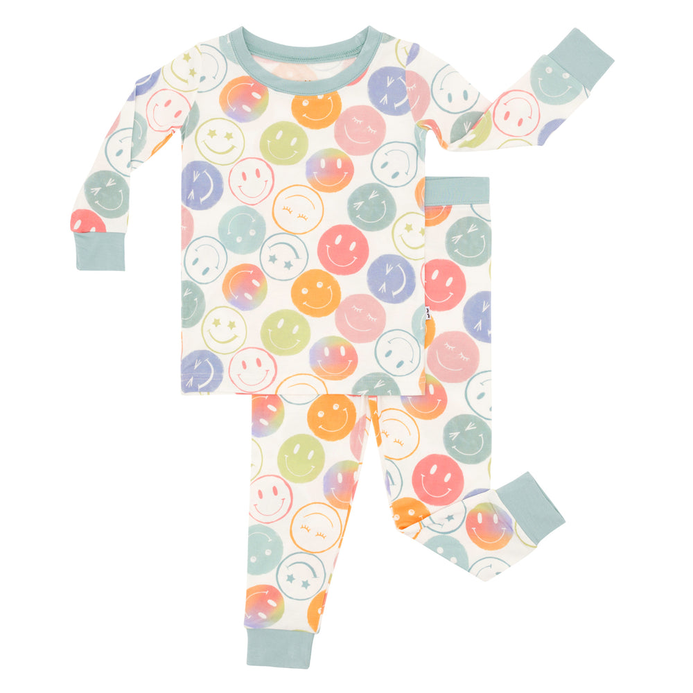 Flat lay image of the Positive Vibes Two-Piece Pajama Set