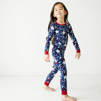 Child wearing a Star Spangled two piece pajama set
