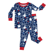 Flat lay image of Star Spangled two piece pajama set