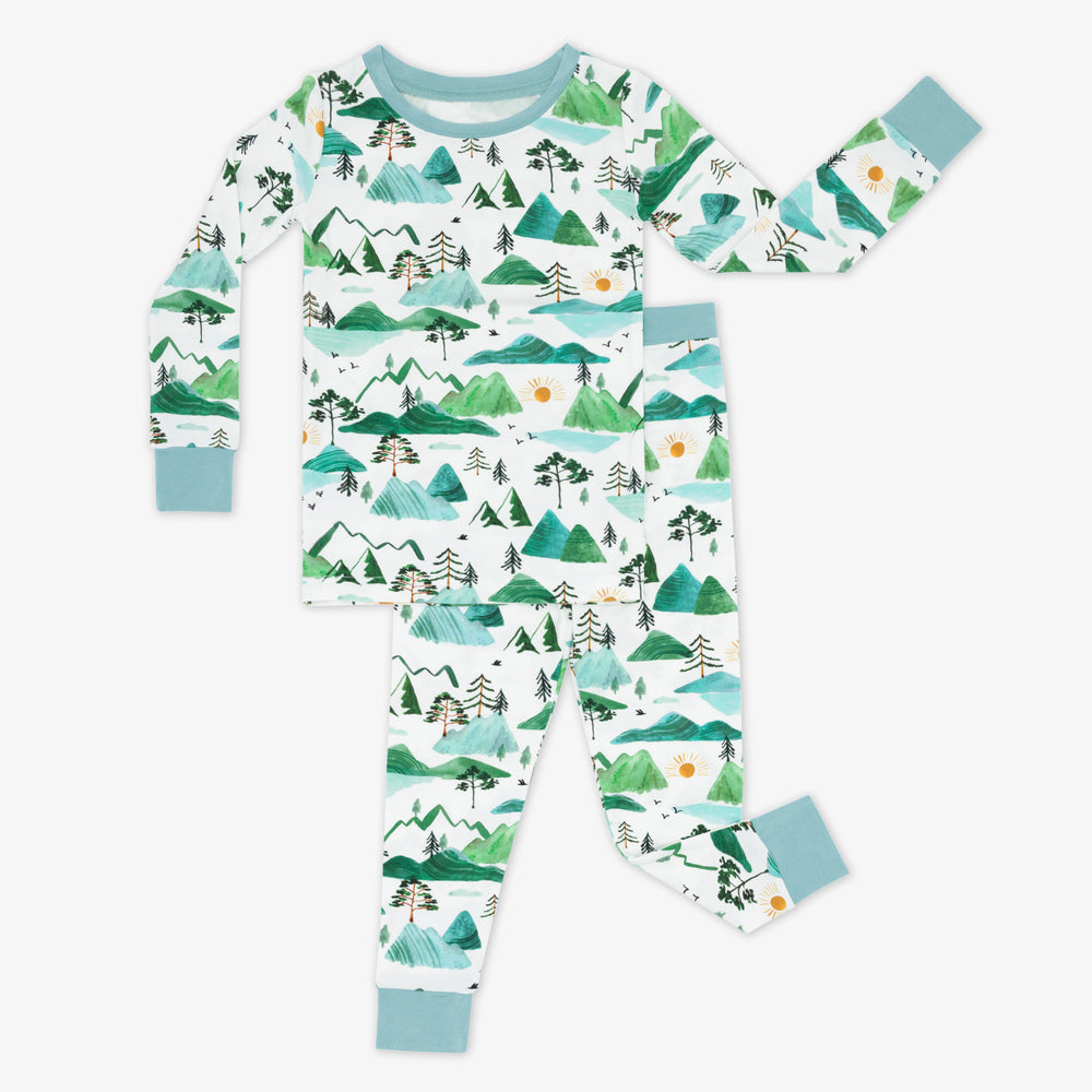 Flat lay image of a Mountain Mist two piece pajama set