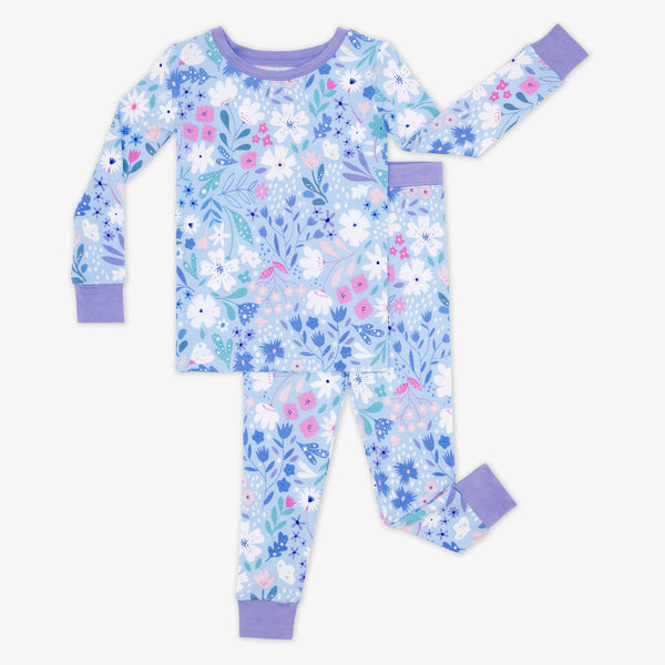 Flat lay image of a Magical Meadow two piece pj set