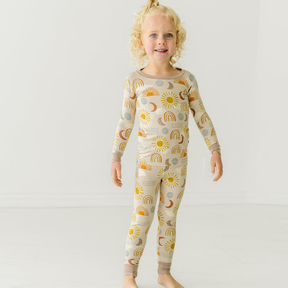Alternate image of a child wearing a Desert Sunrise two piece pajama set