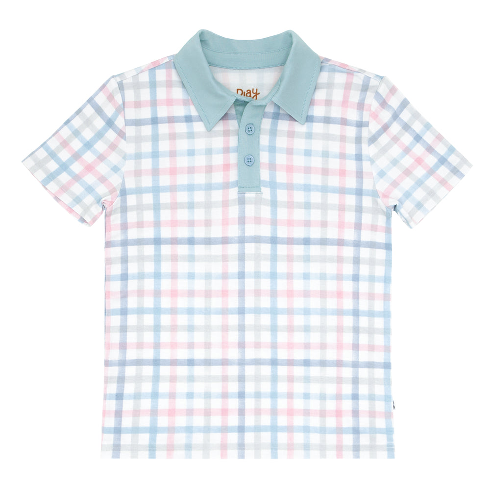 Flat lay image of a Playful Plaid polo shirt