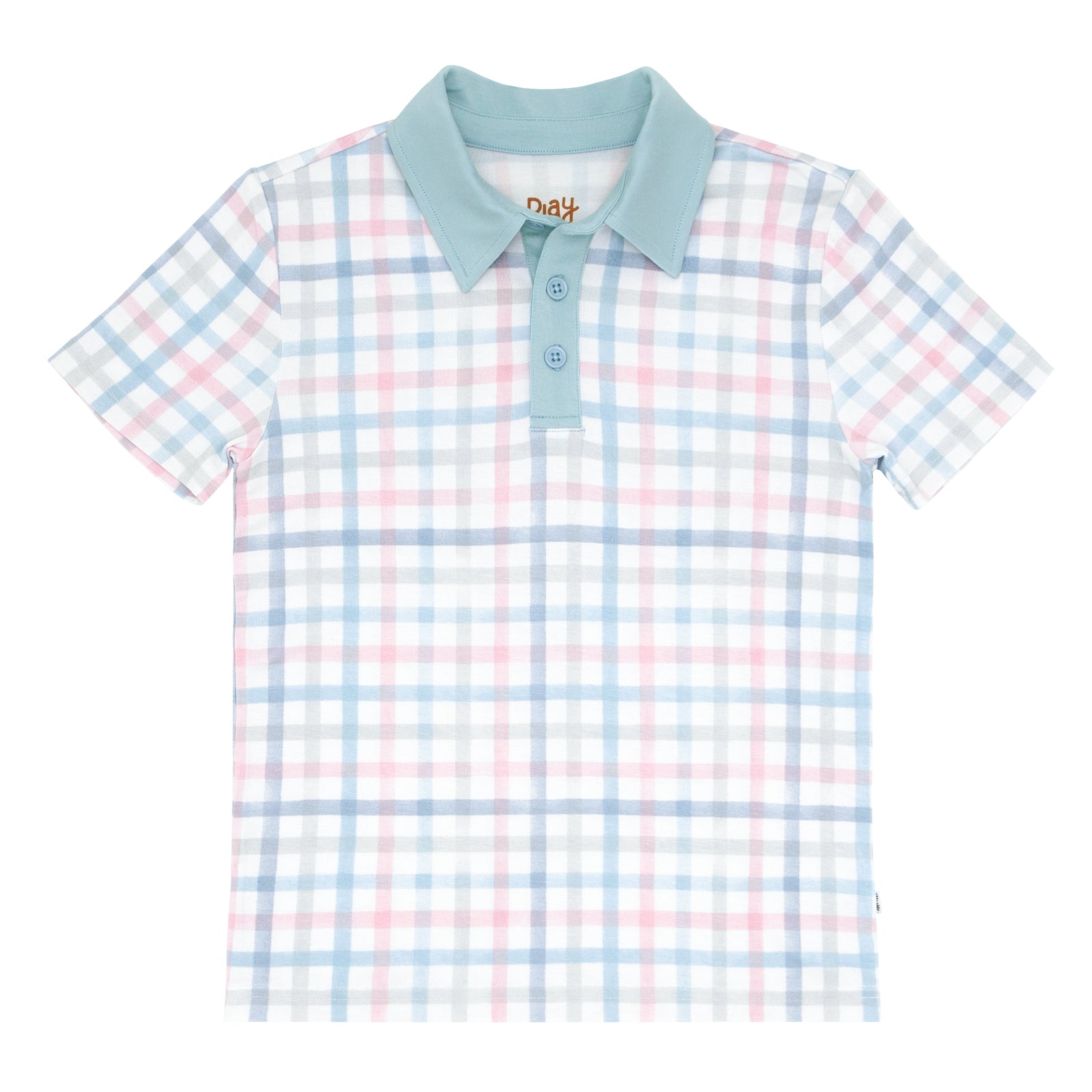 Flat lay image of a Playful Plaid polo shirt