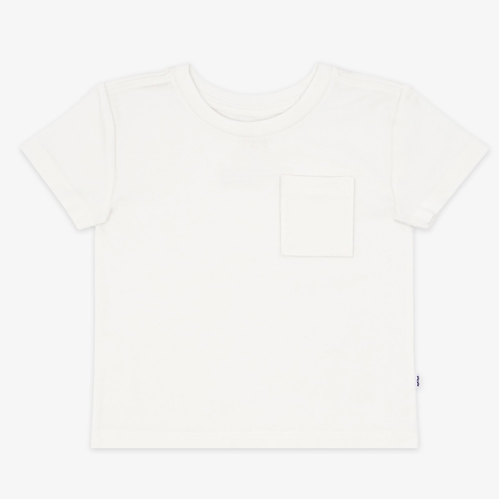 Flat lay image of a Soft White short sleeve relaxed pocket tee