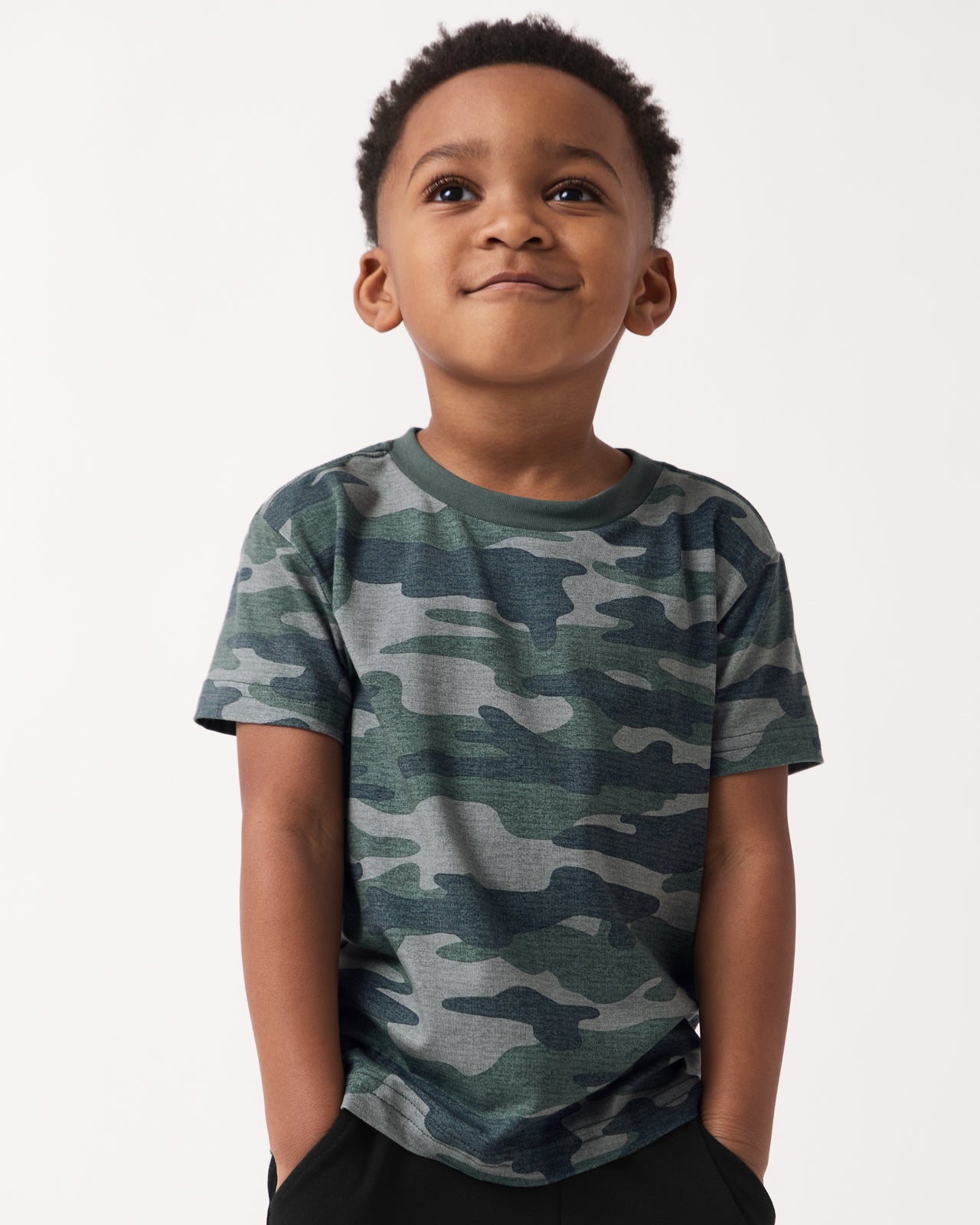 Boy wearing the Vintage Camo Short Sleeve Relaxed Tee