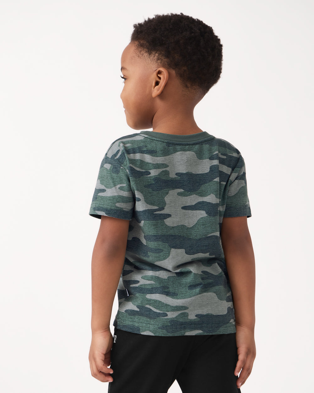 Back view of bow wearing the Vintage Camo Short Sleeve Relaxed Tee