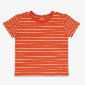 Flat lay image of the Rust Orange Stripes Relaxed Tee