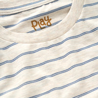 Close up image of the collar detail on the Stone Stripes Relaxed Tee