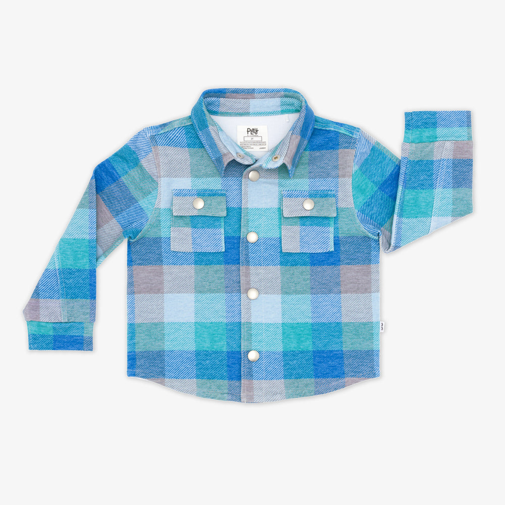 Flat lay image of the Arctic Plaid Shacket