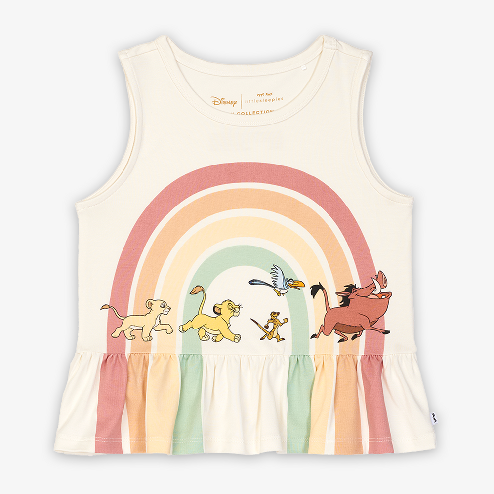 Flat lay image of the Disney Lion King Graphic Peplum Tank