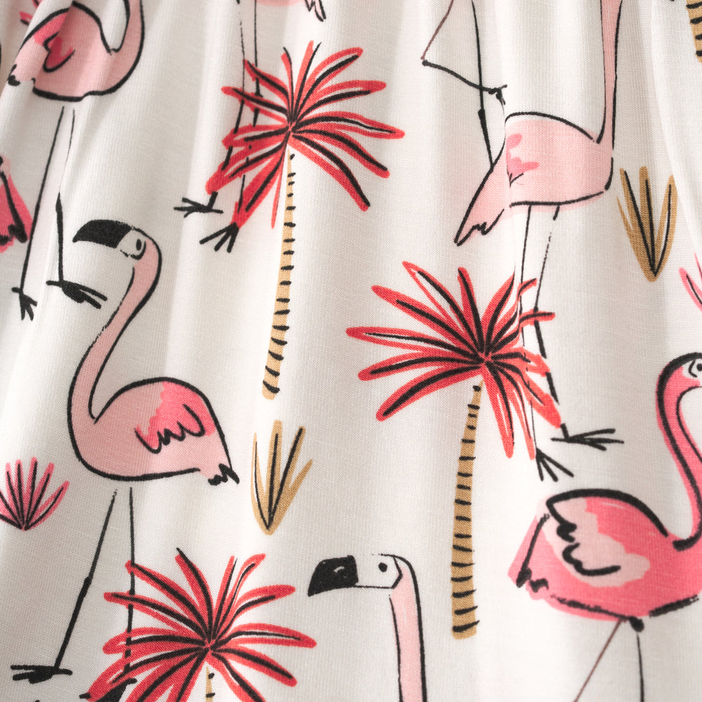 Close up of the Pink Palms print