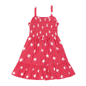 Flat lay image of a Stripes & Sparkles tank smocked dress