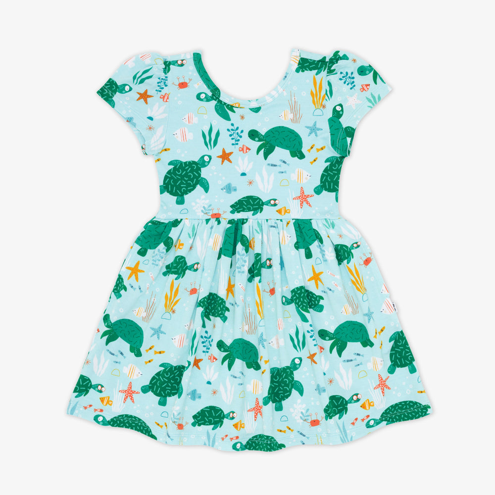 Flat lay image of a Sea Turtle Friends Skater Dress