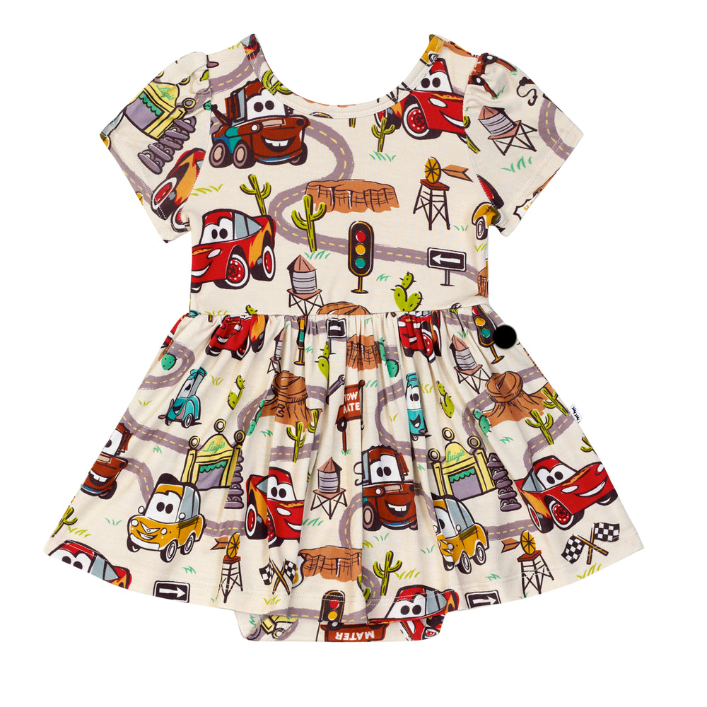 Flat lay image of a Radiator Springs skater dress with bodysuit