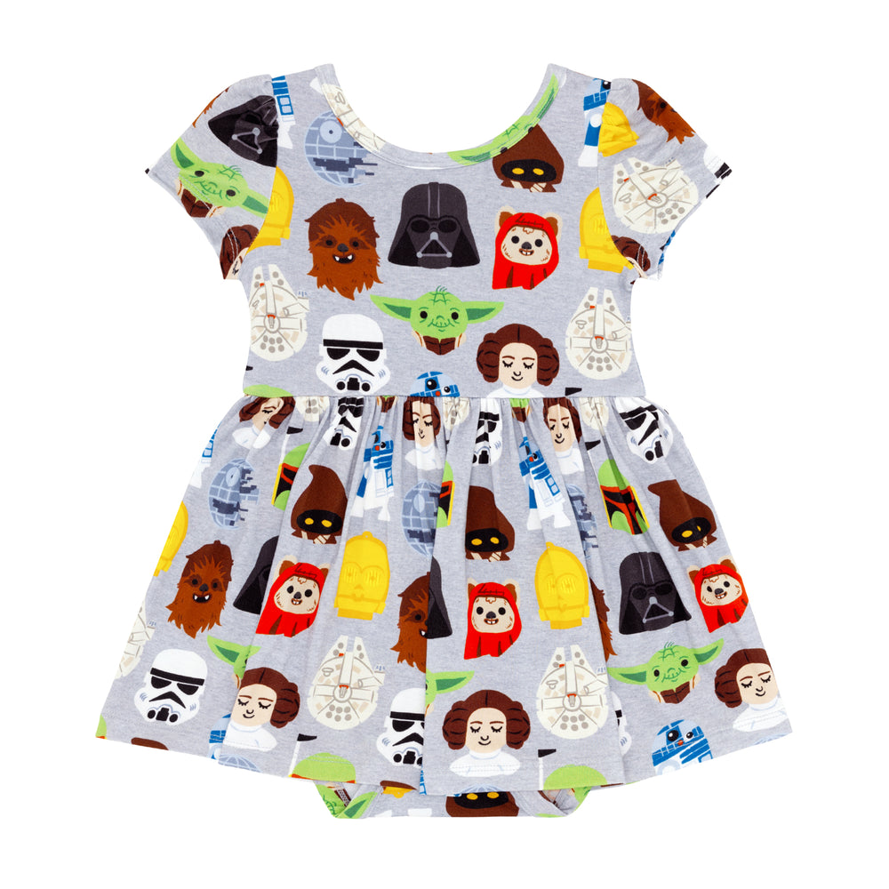 Flat lay image of a Legends of the Galaxy skater dress with bodysuit