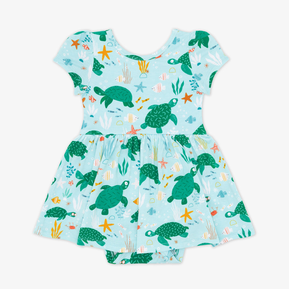 Flat lay image of a Sea Turtle Friends Skater Dress with Bodysuit