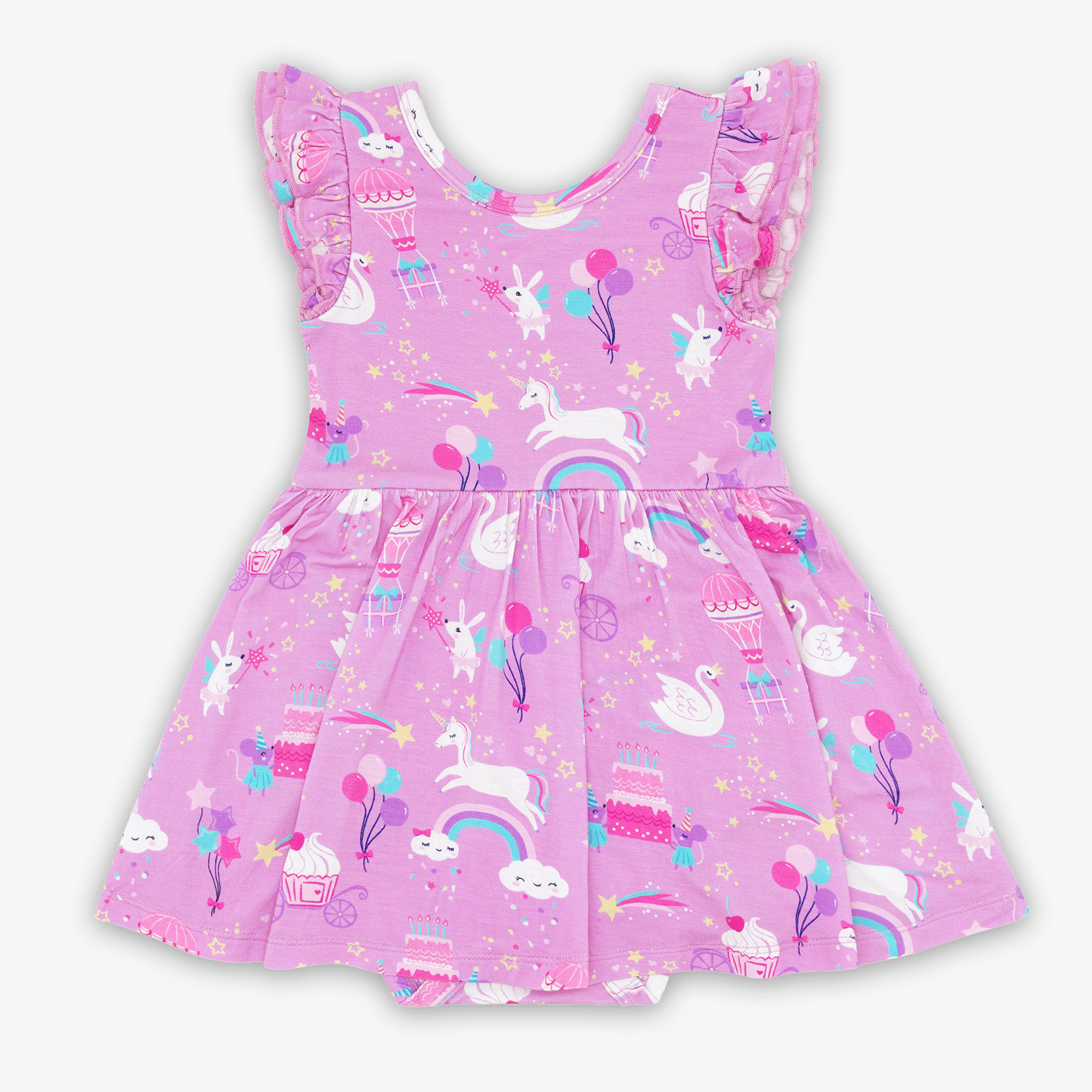 Flat lay image of the Magical Birthday Flutter Twirl Dress with Bodysuit