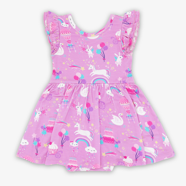 Magical Birthday Flutter Bamboo Twirl Dress with Bodysuit 0-3 months