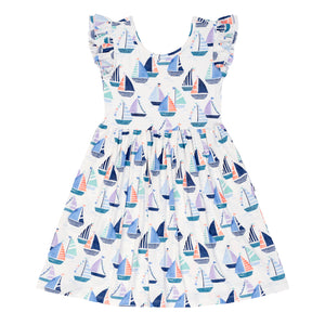 Flat lay image of Seas the Day flutter skater dress