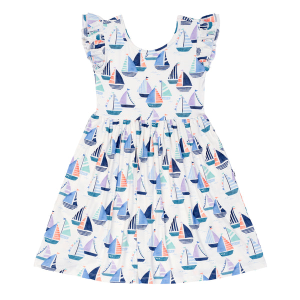 Flat lay image of Seas the Day flutter skater dress