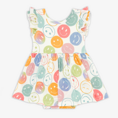 Flat lay image of the Positive Vibes Flutter Twirl Dress with Bodysuit