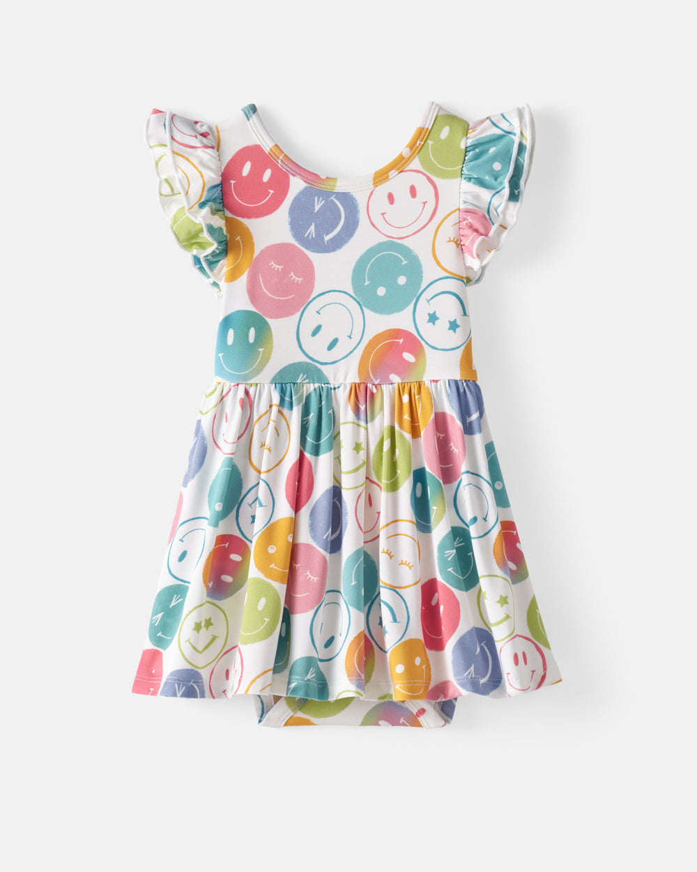 Flat lay of the Positive Vibes Flutter Twirl Dress with Bodysuit