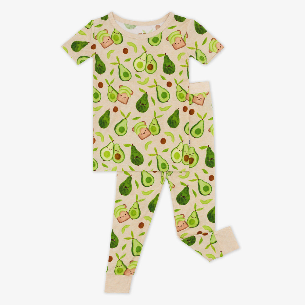 Flat lay image of an Avocado Toast two piece short sleeve pj set