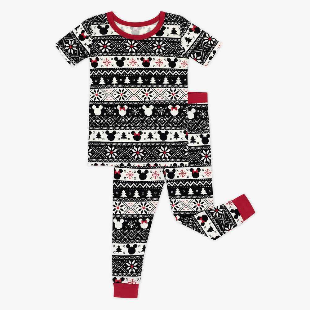 Flat lay image of Mickey Fair Isle two piece short sleeve pj set