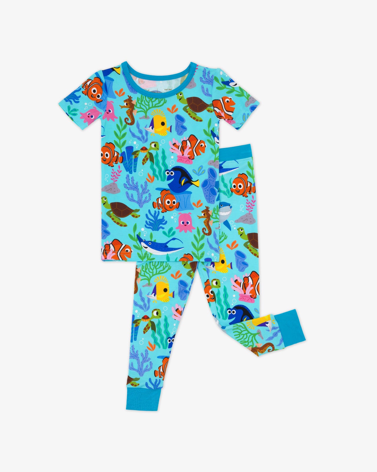 Flat lay of the Disney Nemo's Reef Two-Piece Short Sleeve Pajama Set