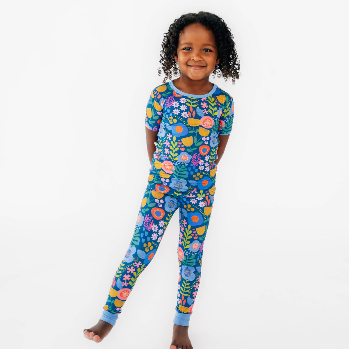 Folk Floral Two-Piece Short Sleeve Pajama Set - Little Sleepies