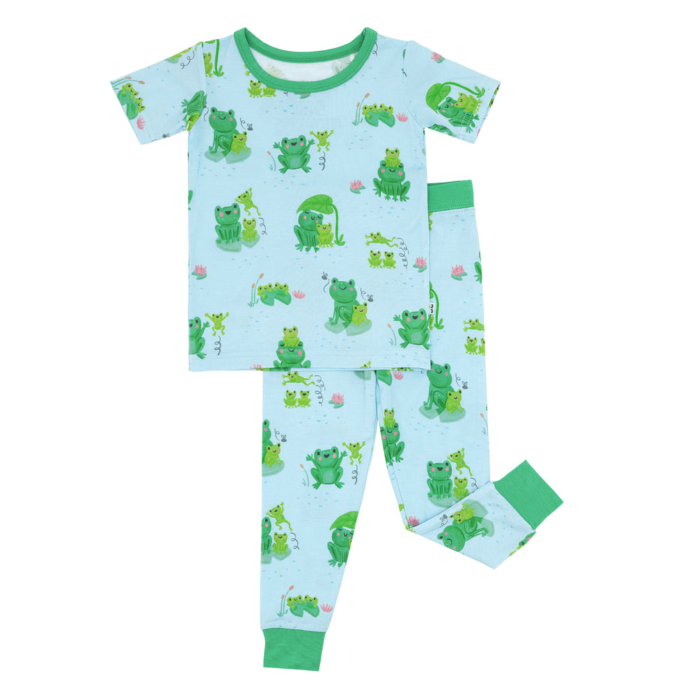 Flat lay image of a Leaping Love two-piece short sleeve pajama set