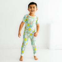 Alternate image of a child wearing a Aqua Pastel Parade two piece short sleeve pajama set