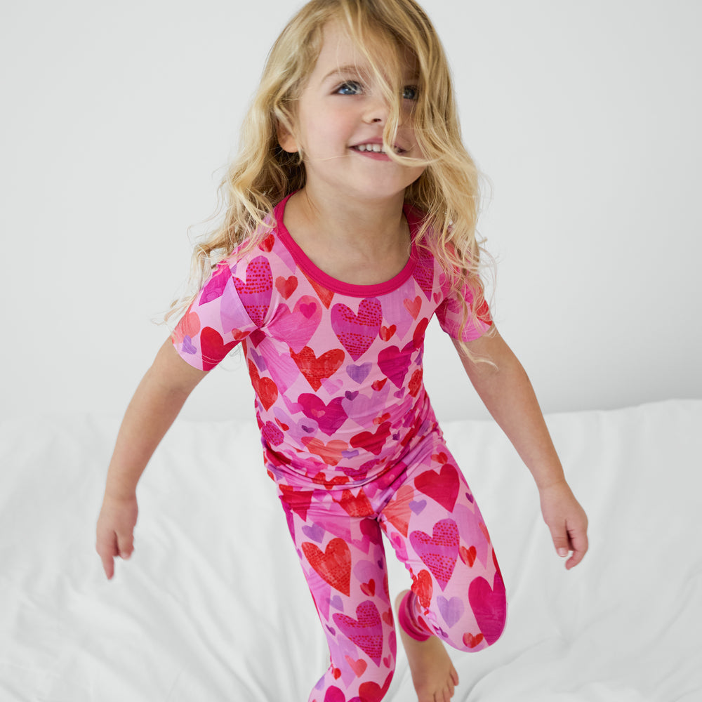 Pink Hearts & Crafts Two-Piece Short Sleeve Pajama Set