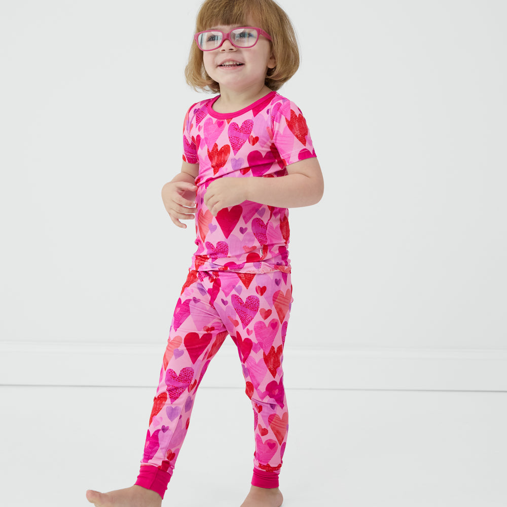 Pink Hearts & Crafts Two-Piece Short Sleeve Pajama Set