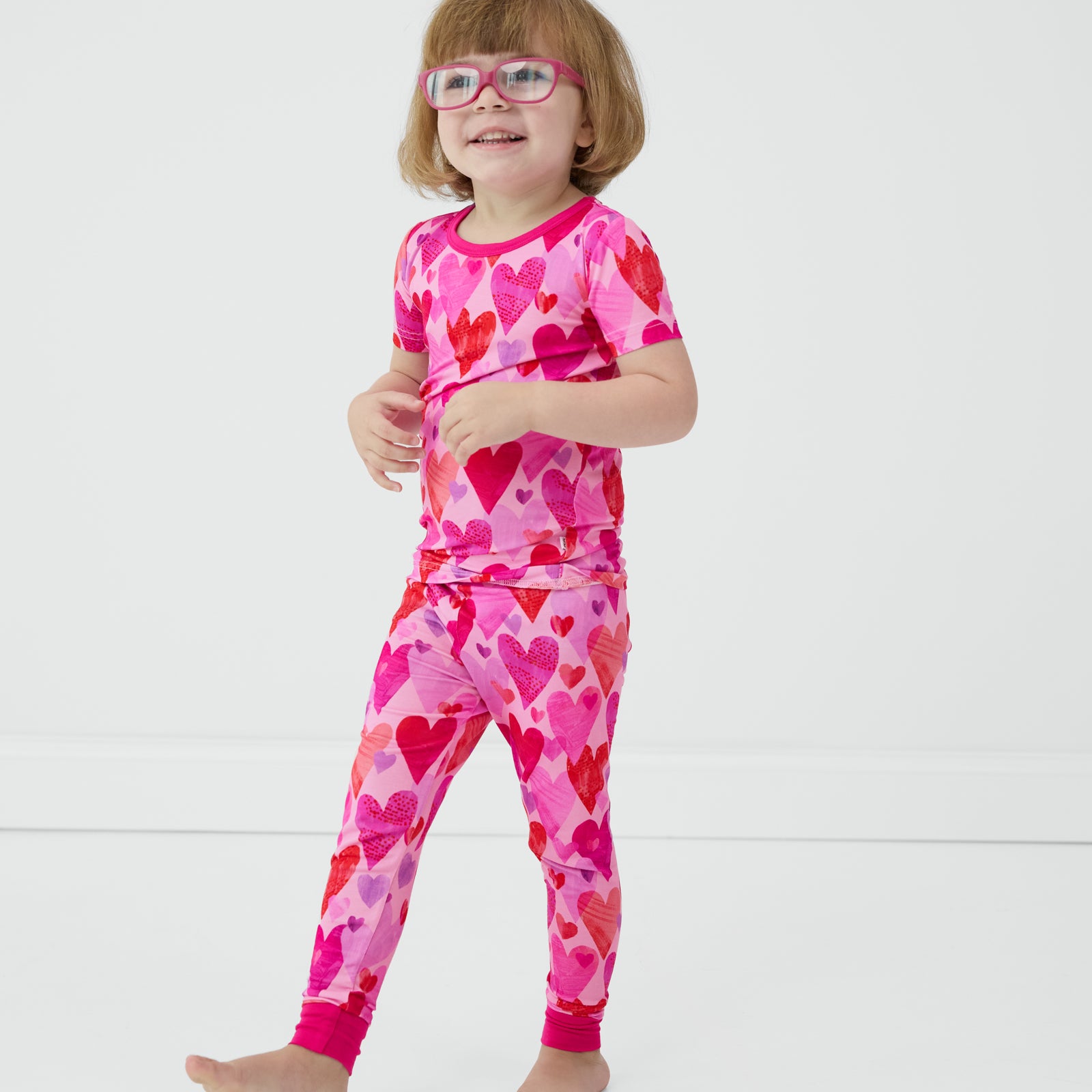 Pink Hearts & Crafts Two-Piece Short Sleeve Pajama Set