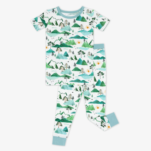 flat lay image of a Mountain Mist two piece short sleeve pajama set