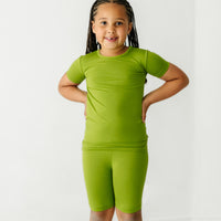 Alternate image of a child wearing an Avocado two piece short sleeve and shorts pajama set