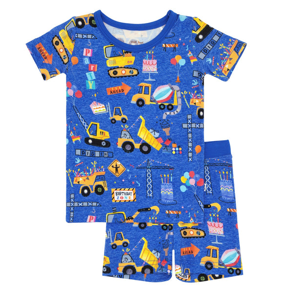 Laydown Image of Kids  Birthday Builder Short Sleeve PJ Set