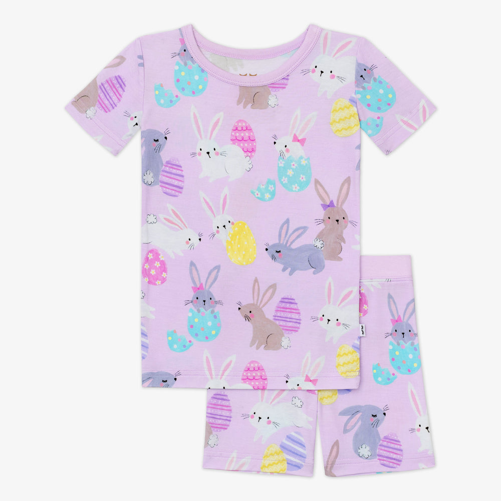 Lavender Hoppy Days Two-Piece Short Sleeve & Shorts Pajama Set