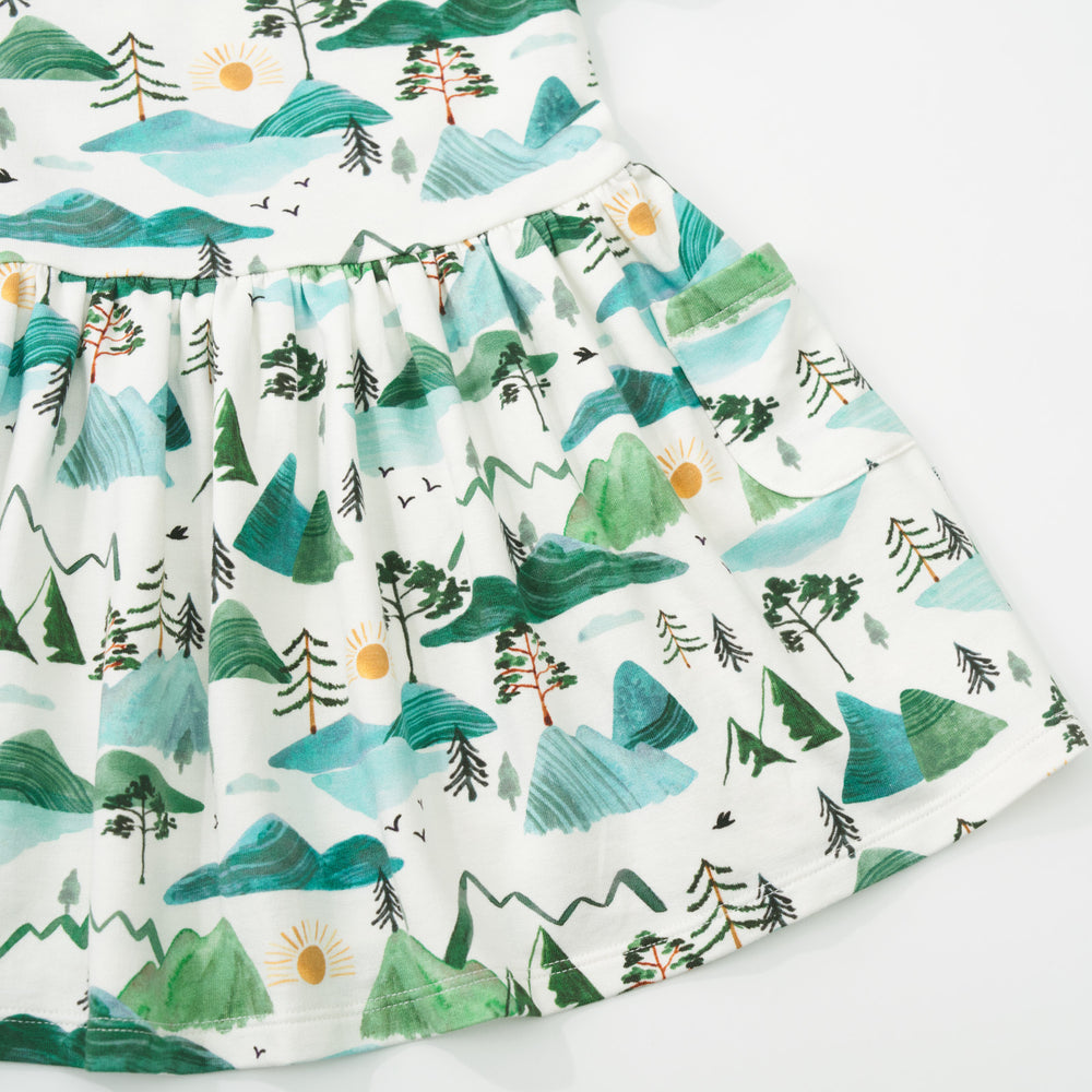 Close up detail shot of a Mountain Mist Patch Pocket Dress