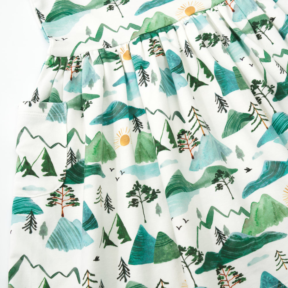 Alternate close up detail shot of a Mountain Mist Patch Pocket Dress