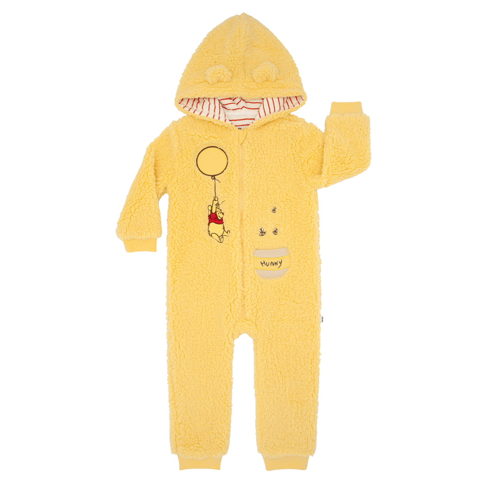 Click to see full screen - Flat lay image of a Disney Winnie the Pooh sherpa romper