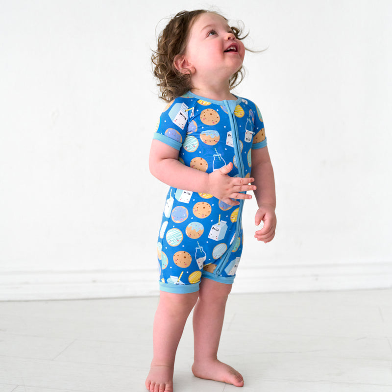 Alternate image of a child wearing a Blue Cookies & Milk Shorty Zippy