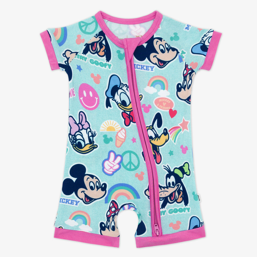 Flay lay of Disney Mickey's Clubhouse bamboo baby pajamas