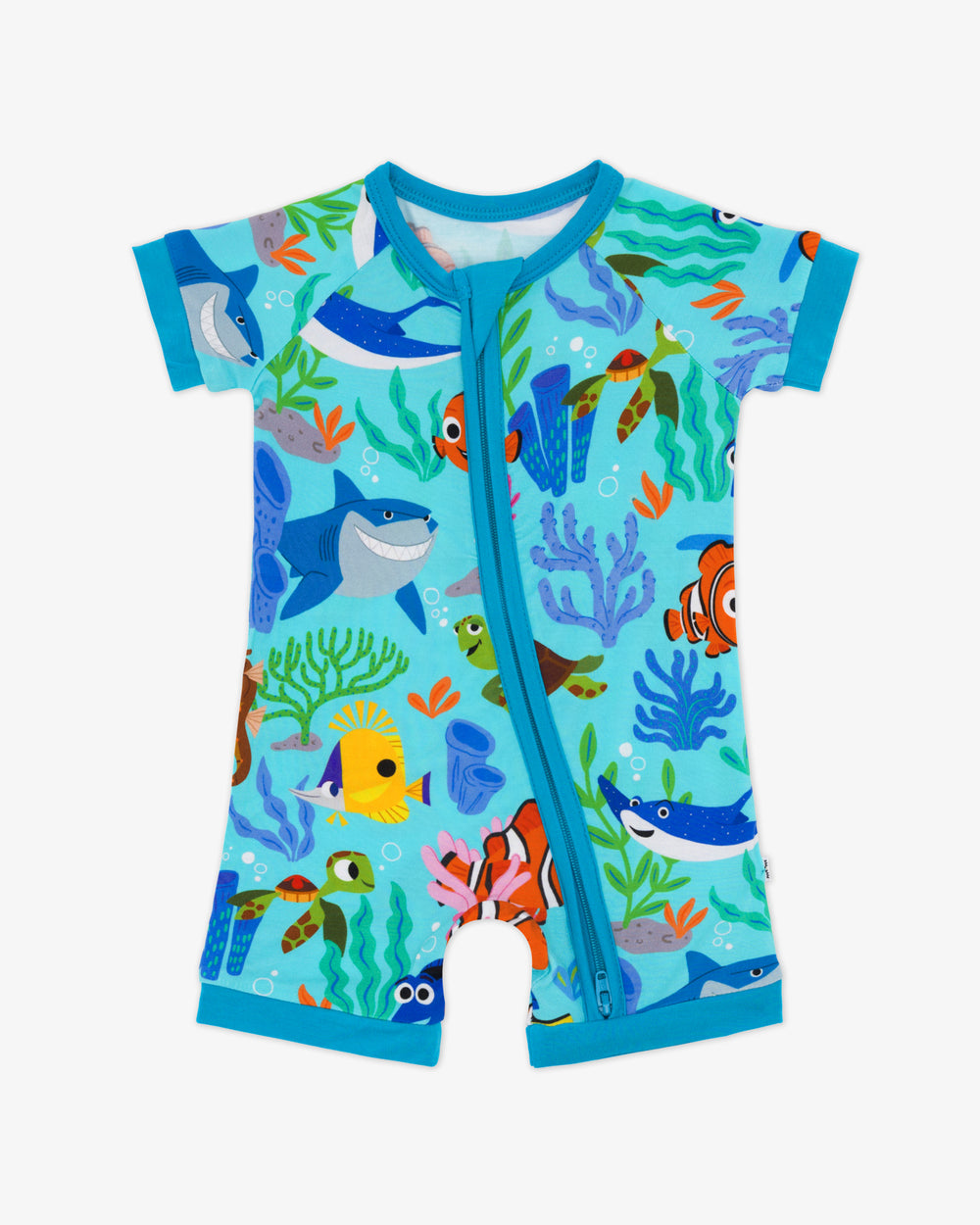 Flat lay of the Disney Nemo's Reef Shorty Zippy